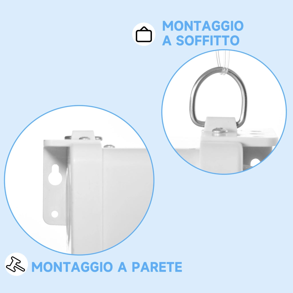 Telo per Proiettore 120' - zephmum - Bianco 16:9 Fissaggio a Muro e Soffitto