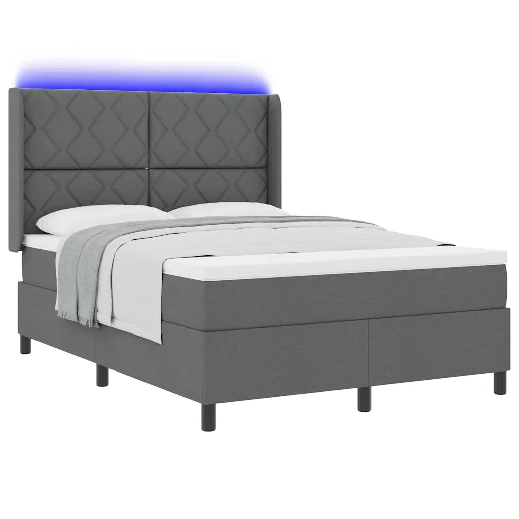 Letto a Sorgente LED Grigio scuro 140 x 200 cm Tessuto 3343568