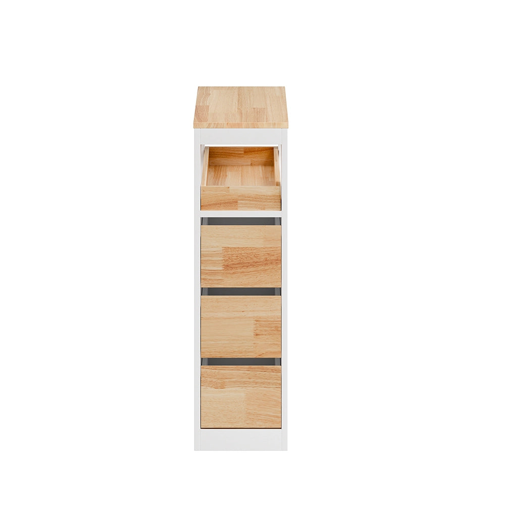 SoBuy | Mobile bianco con 4 cassetti | Mobile con ruote per facile spostamento | Mobile MDF per bagno e cucina | 65×23×82 cm | Portata massima 40 kg | BZR54-III-WN