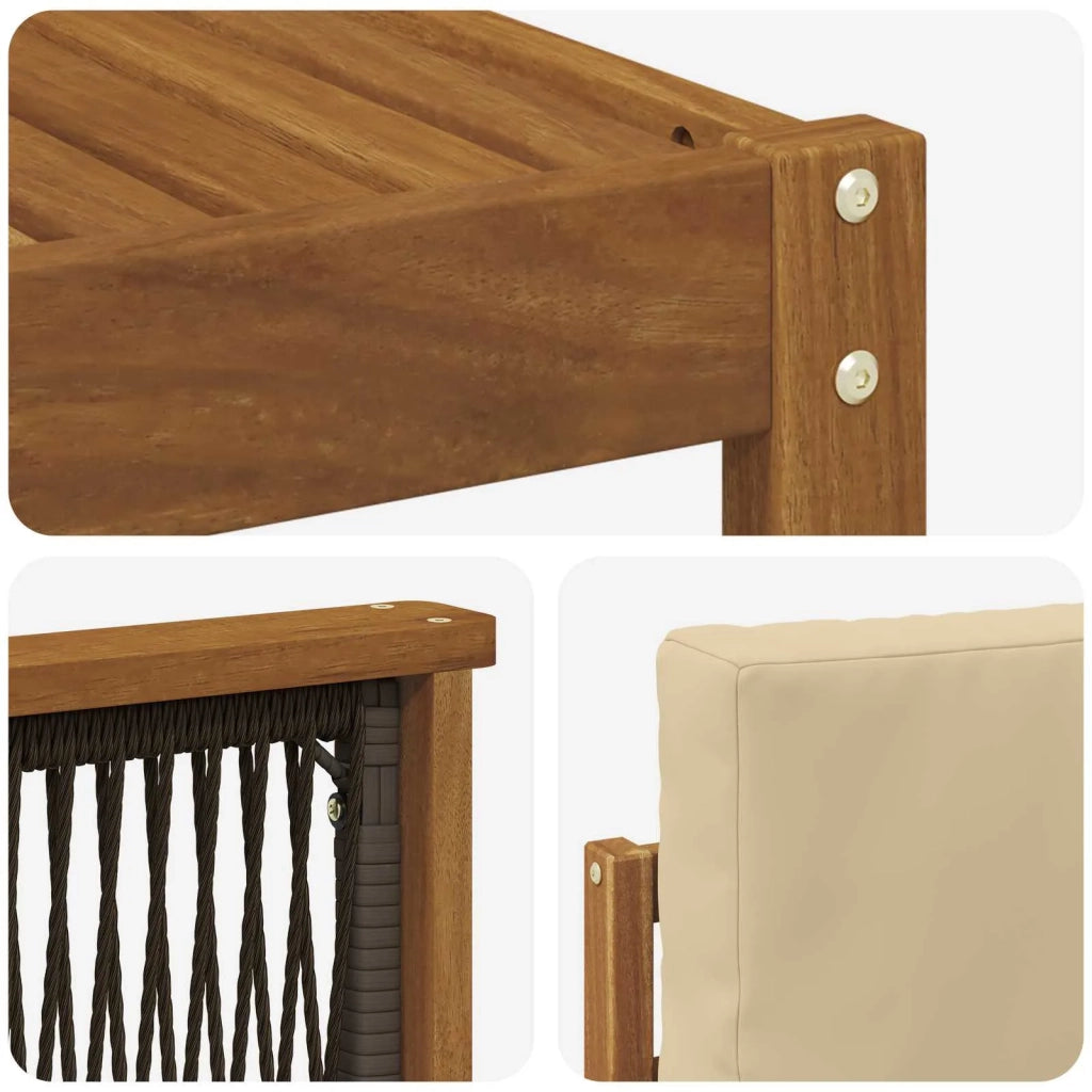 Set di divani da esterno 9 pz Naturale e Beige Poliestere 3385474