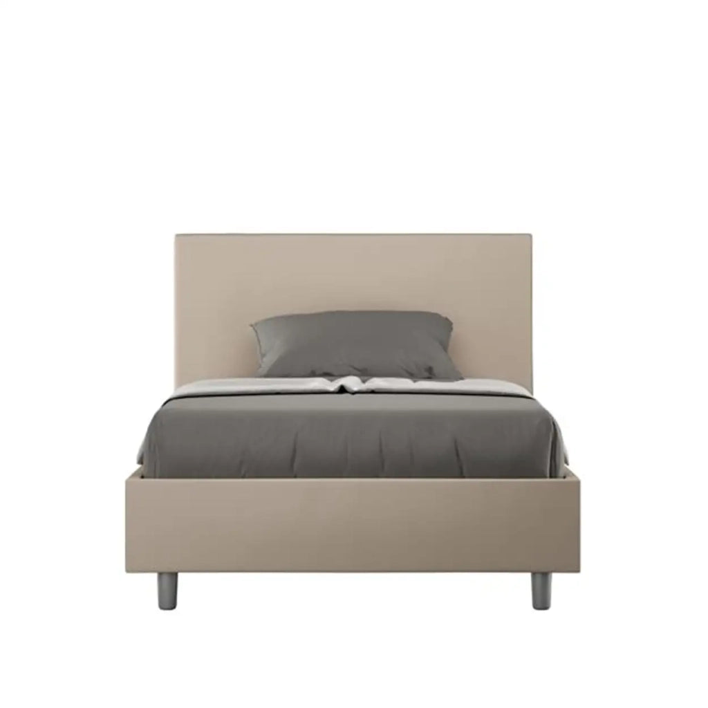 Letto una piazza e mezza senza rete imbottito 120x210 similpelle tortora Adele