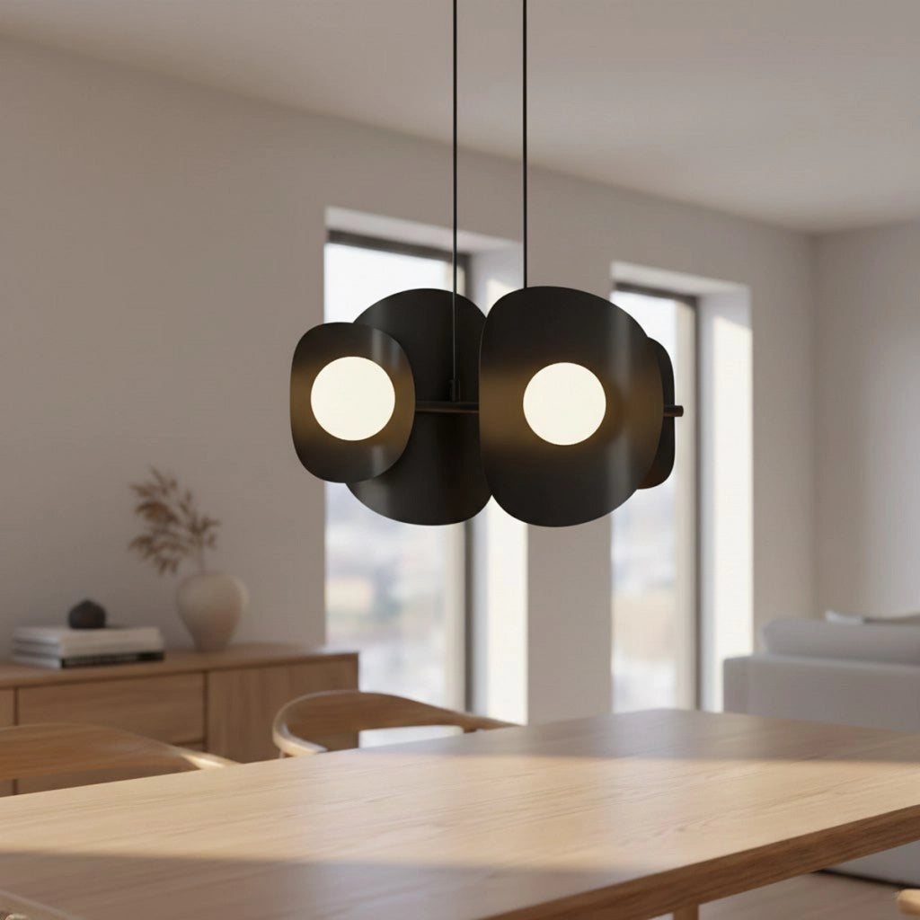 Lampada a sospensione Elementi in acciaio nero e vetro