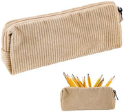 Etui piccolo, portachiavi in corduroy, rosa, con chiusura a righello per ragazze, organizzatore per scuola, ufficio, cosmetici (giallo chiaro)