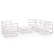 Set Divani da Giardino 6 pz | Set Salotto da Giardino Bianco in Legno Massello di Pino