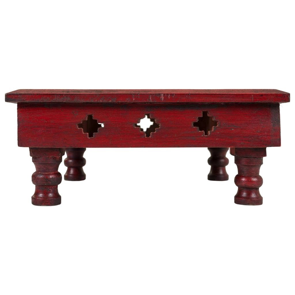 Tavolino in legno rosso 33x33x14h