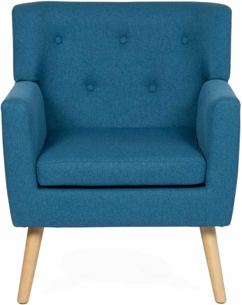 Poltrona scandinava in tessuto blu anatra LIV