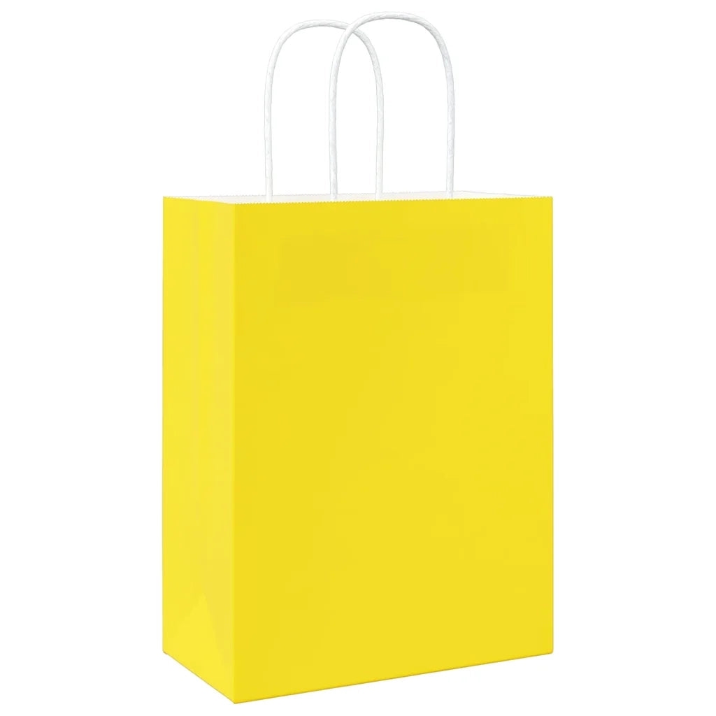 Sacchetti di Carta 250 pz con Manici Gialli 21x11x28 cm 4101783