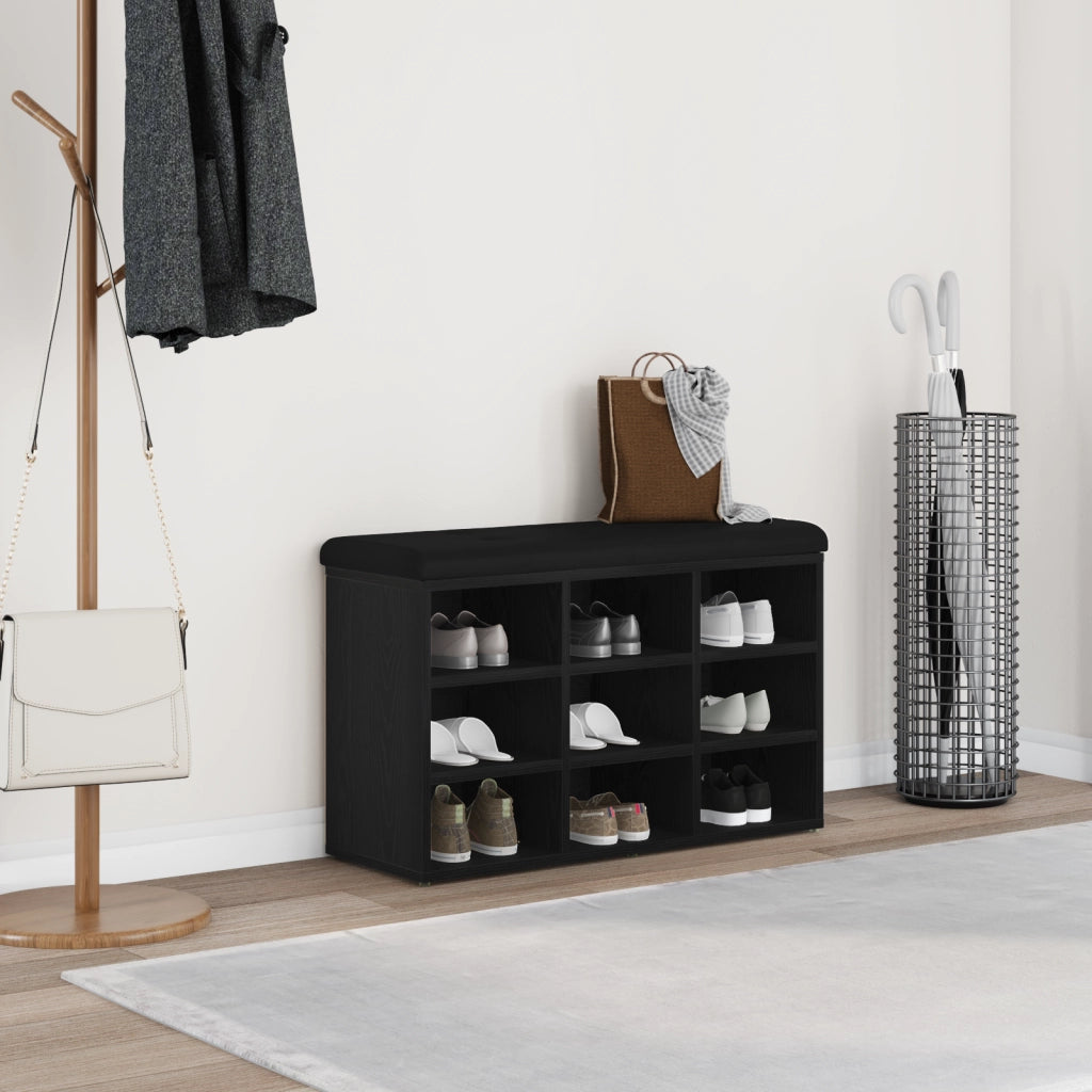 Panchina di stoccaggio  Nero Rovere 80x30x48 cm Legno ingegnerizzato