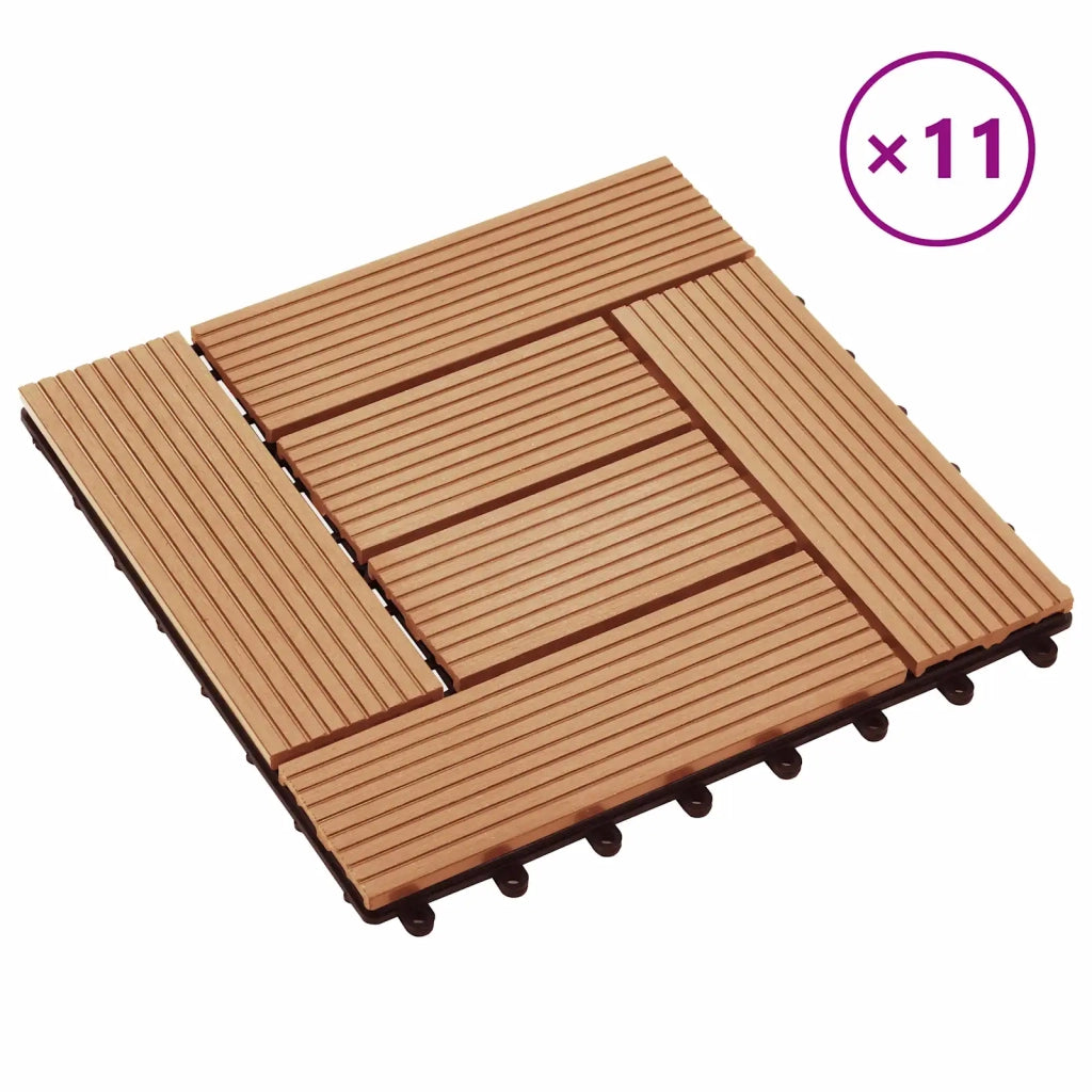 Piastrella per Decking 11 pz Teak riciclato 30 x 30 cm WPC CFW7276959
