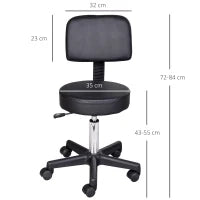 Sgabello con Schienale da Salone Sedia Girevole in Finta Pelle Altezza Regolabile Nero