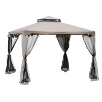 Gazebo da Giardino 3x3m con Zanzariera, Struttura in Metallo e Copertura in Poliestere, Talpa