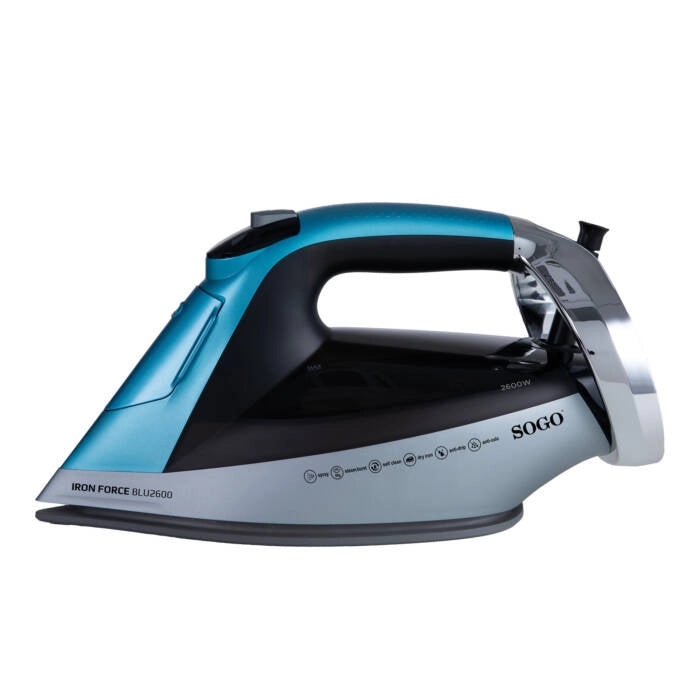 Ferro da stiro a vapore 2600W con piastra in ceramica, serbatoio 250ml, colpo di vapore 80g/min, funzione anti-calcare - SOGO