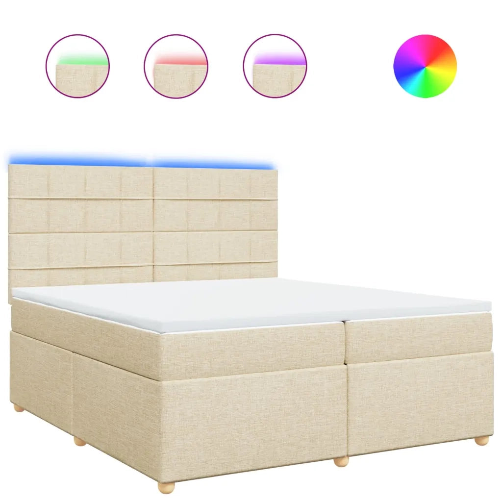 Giroletto a Molle con Materasso Crema 200x200 cm in Tessuto