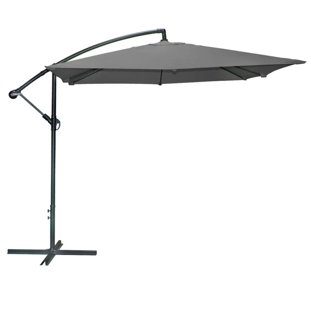 Ombrellone decentrato quadrato grigio antracite 250x250x250 cm – Tela in poliestere 180 g/m² idrorepellente