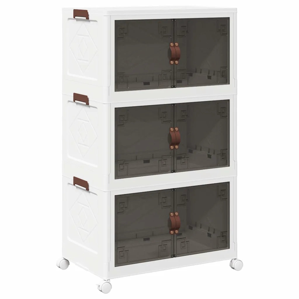 vidaXL Scatola Portaoggetti con Ruote 3 Livelli 75 L 64x39,5x110,5 cm