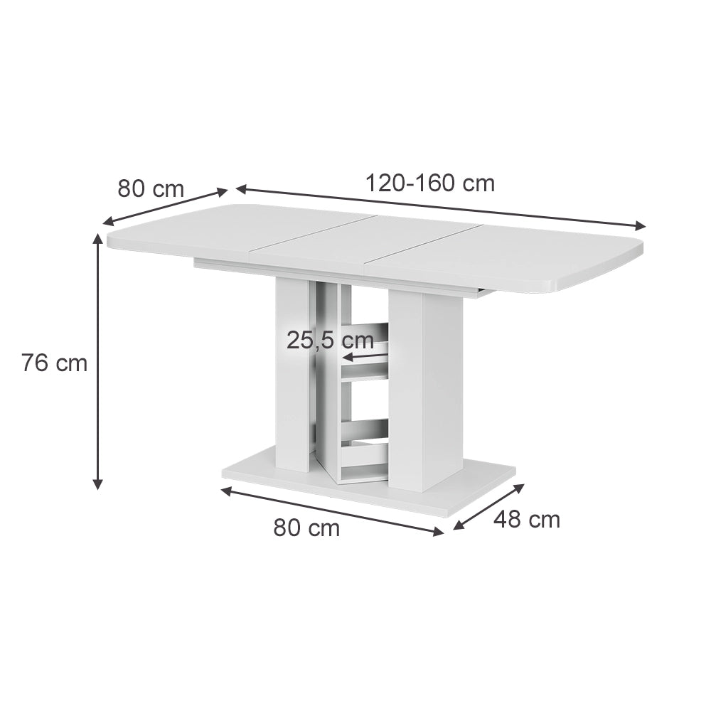 Vicco tavolo da pranzo allungabile Bianco 120 x 80 cm