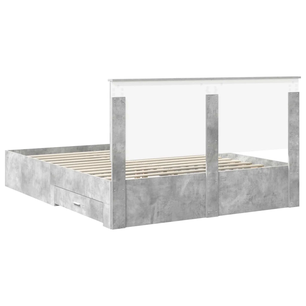 Struttura del letto con testiera Grigio cemento 160 x 200 cm
