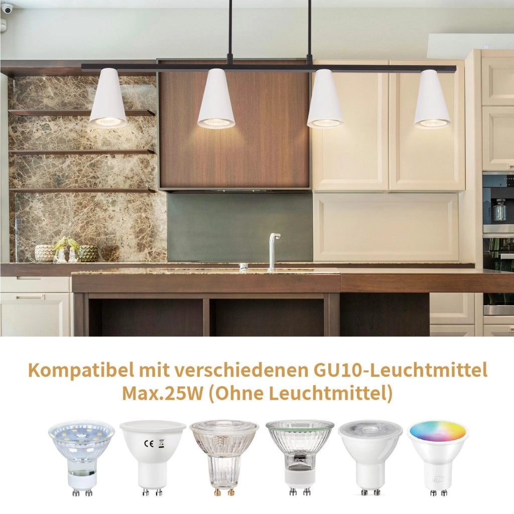 Lampada a sospensione ZMH moderna per sala da pranzo 4 fiamme GU10 lampada a sospensione per soggiorno corridoio