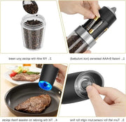 Set di macinatore di pepe elettrico - muletta automatica alimentata a batterie - con luce LED blu - per cucina barbecue e ristorante