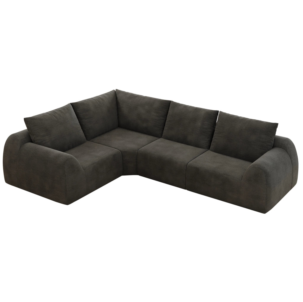 Divano compresso in tessuto chenille grigio scuro; imbottitura in schiuma elastica; senza attrezzi