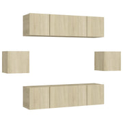 Set di mobili mobile credenza TV televisione soggiorno camera da letto soggiorno 6 pezzi rovere Sonoma multistrato marrone 02_0025132