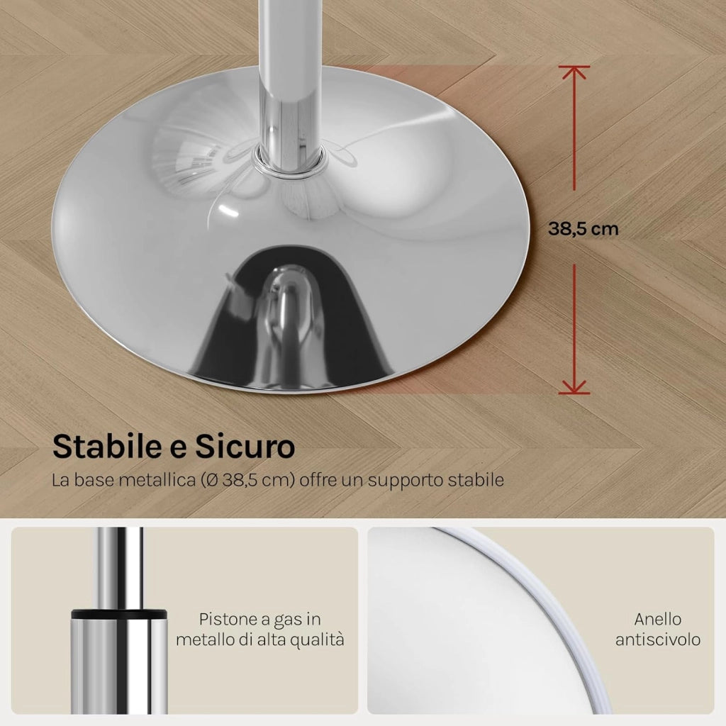 Set di 2 Sgabelli Bassi da Bar, Sgabello Regolabile in Altezza, Sedia da Trucco, Sgabello Girevole con Sedile in Velluto a Coste, Base in Metallo, per Salone, Massaggi, Nuvola Bianca