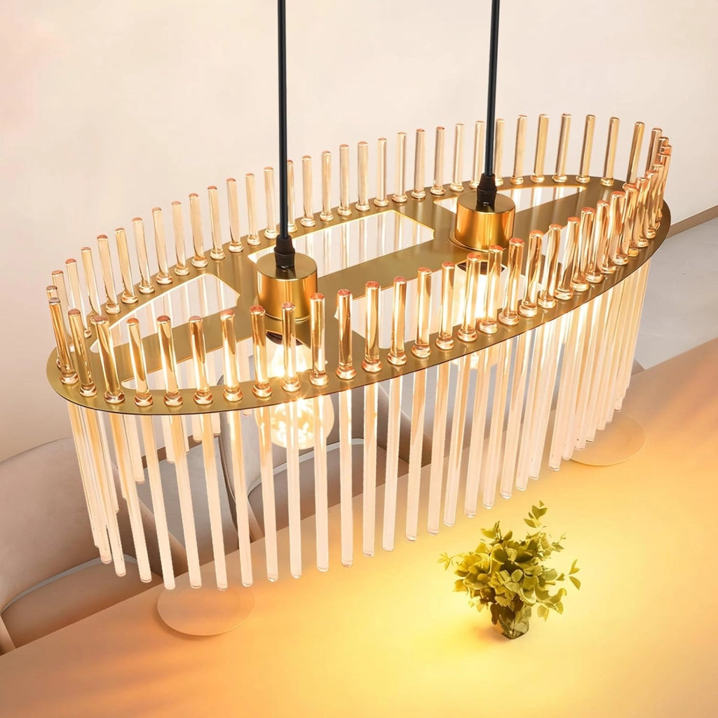 Lampada a sospensione ZMH E27 in vetro dorato 2 luci per cucina soggiorno (senza lampadina)