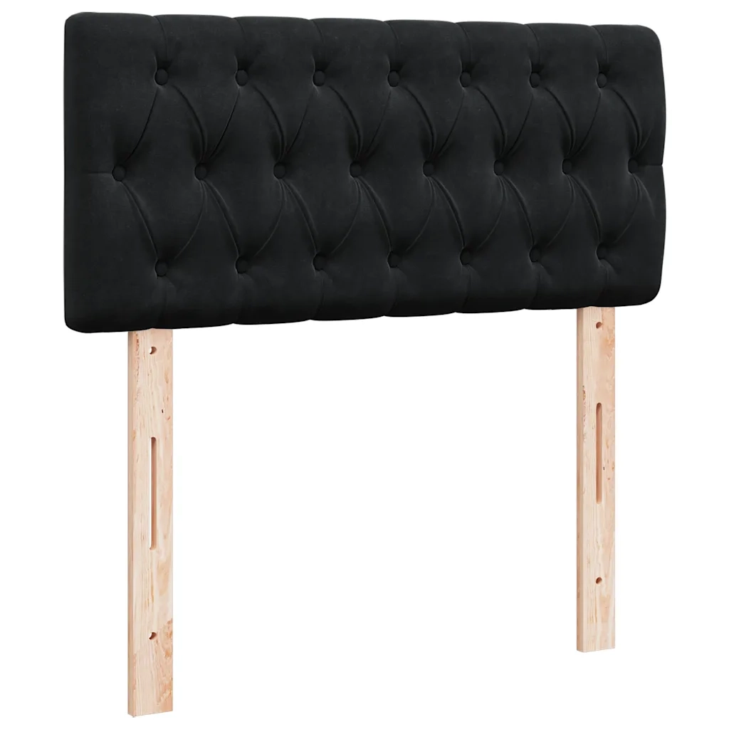 Struttura Letto Pouf con Materasso Nero 90x190 cm in Velluto 3311815
