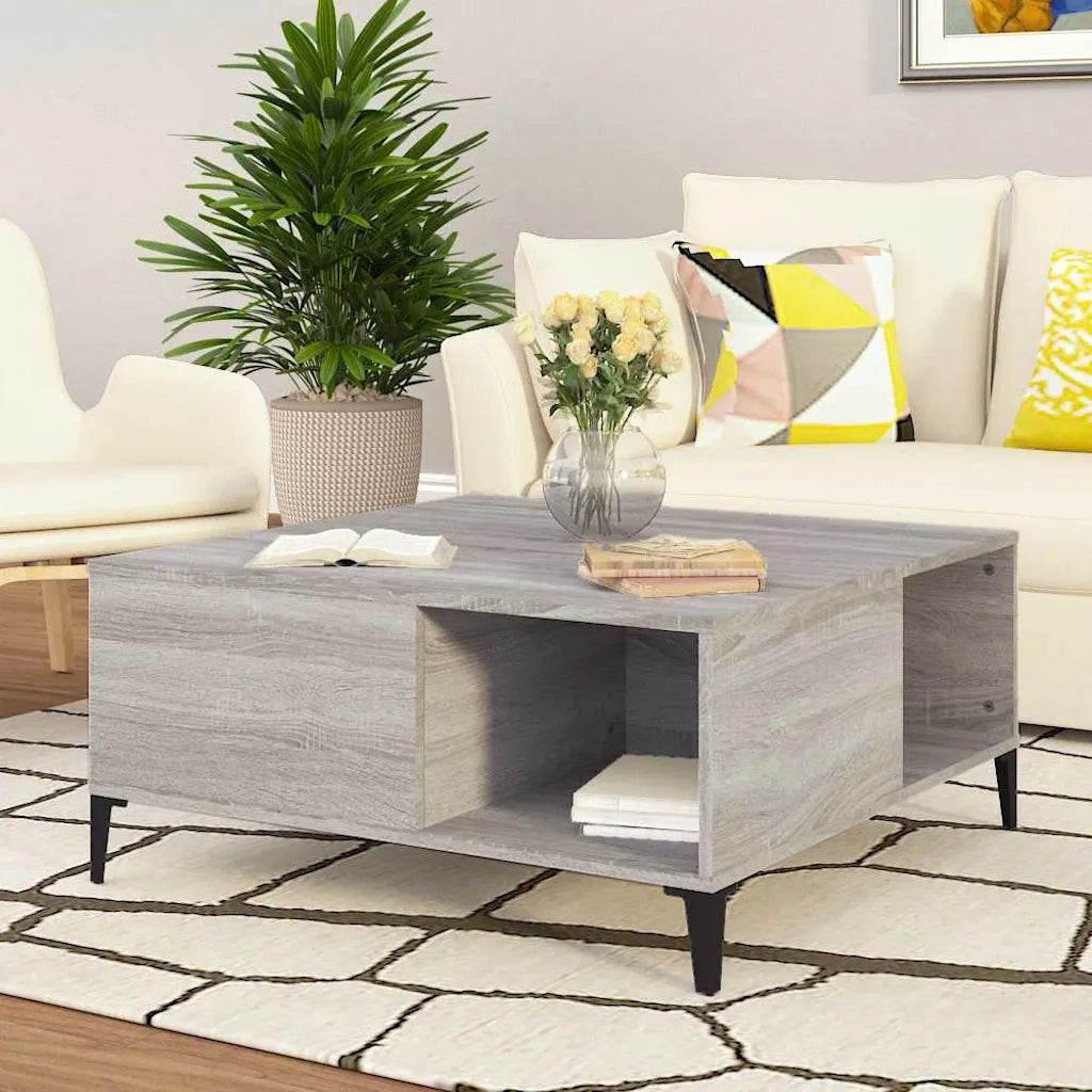 Tavolino Salotto Grigio Sonoma 80x80x36,5 cm Legno Multistratocod mxl 79249