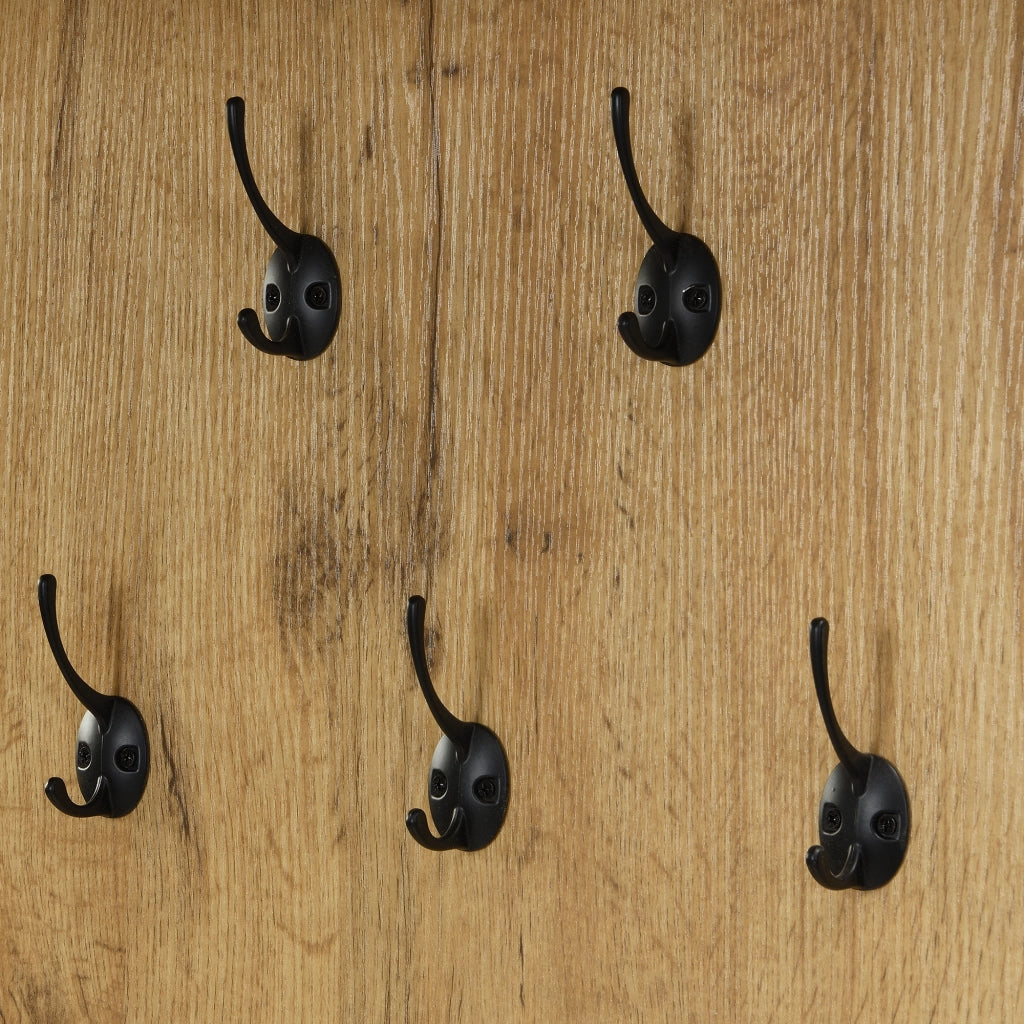 Mobile da ingresso con 2 Ante; 5 Ganci; Specchio e Panchina; per Ingresso; in MDF; 100×38×191 cm; Nero