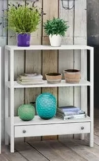 Libreria laccata bianca con cassetto 90x32x105 (732) - Mobili 2G