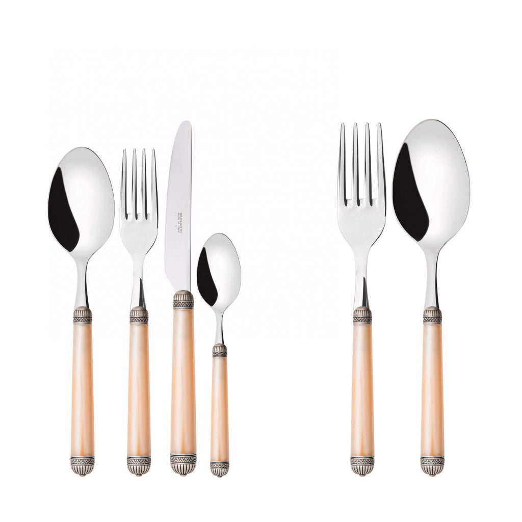 DORICO Ghiera Argento Anticato, Posate Set 50 Pz, Scatola