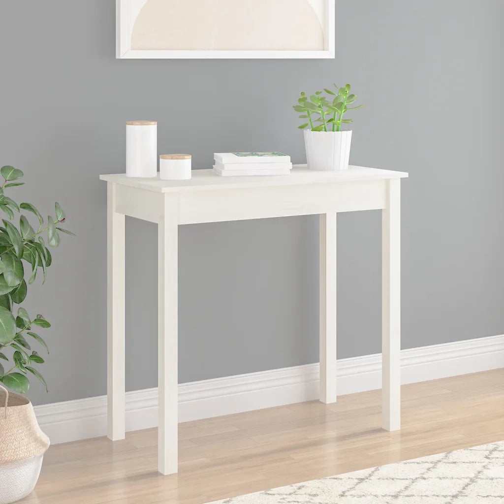 Tavolo Consolle | Tavolo d'Ingresso Bianco 80x40x75 cm in Legno Massello di Pino