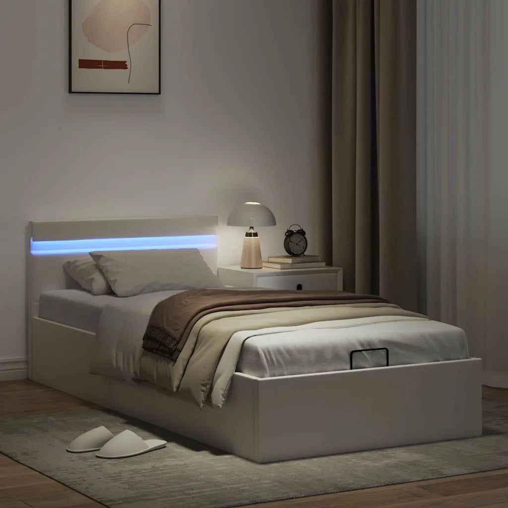 Giroletto Contenitore Idraulico LED Bianco Similpelle 100x200cm