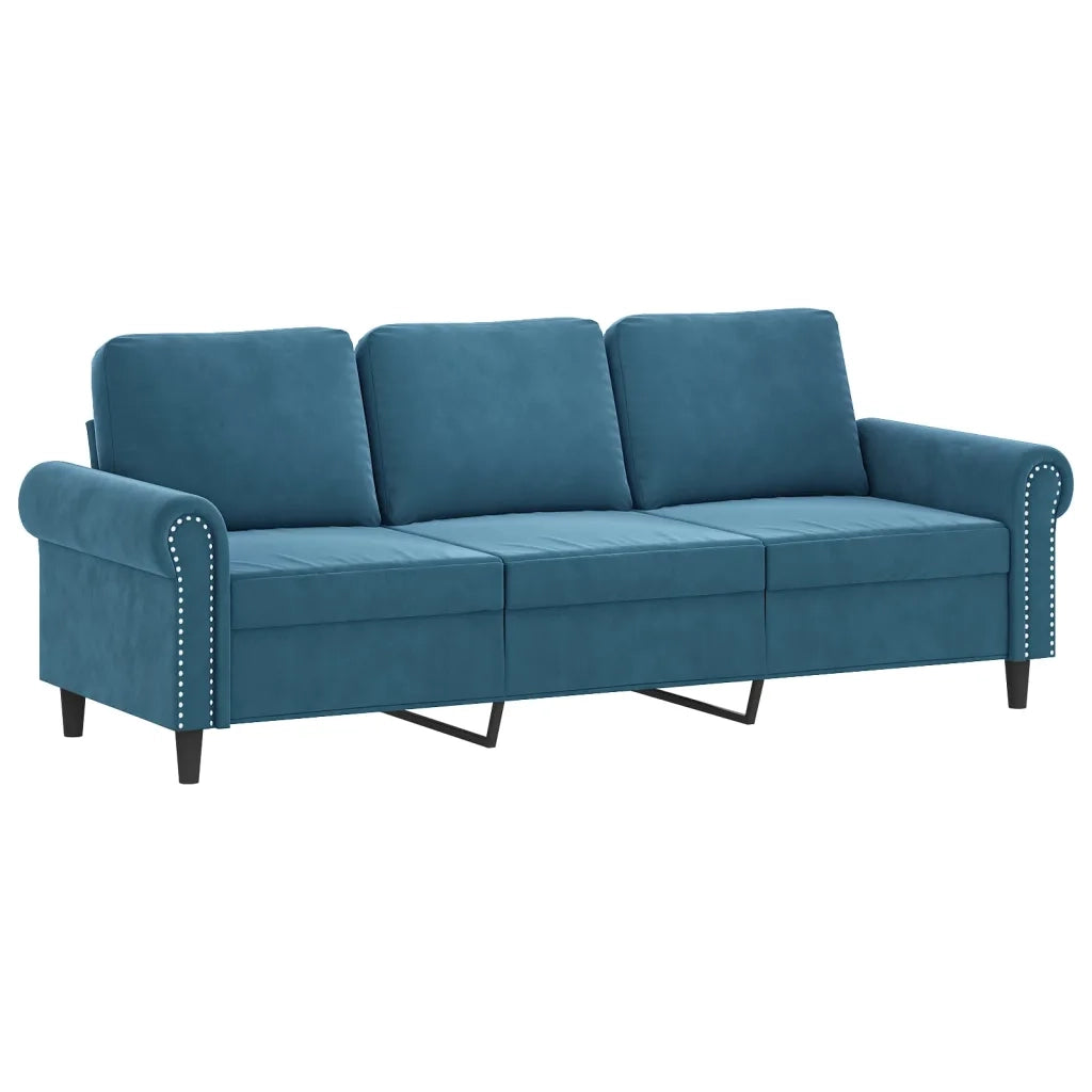 Set di Divani 3 pz con Cuscini Blu in Velluto 3202289