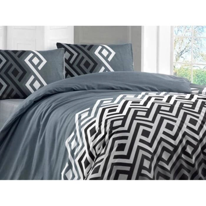 Completo letto - 1 copripiumino 220 x 240 cm + 2 federe 60 x 60 cm - 65% cotone, 35% poliestere - Grigio