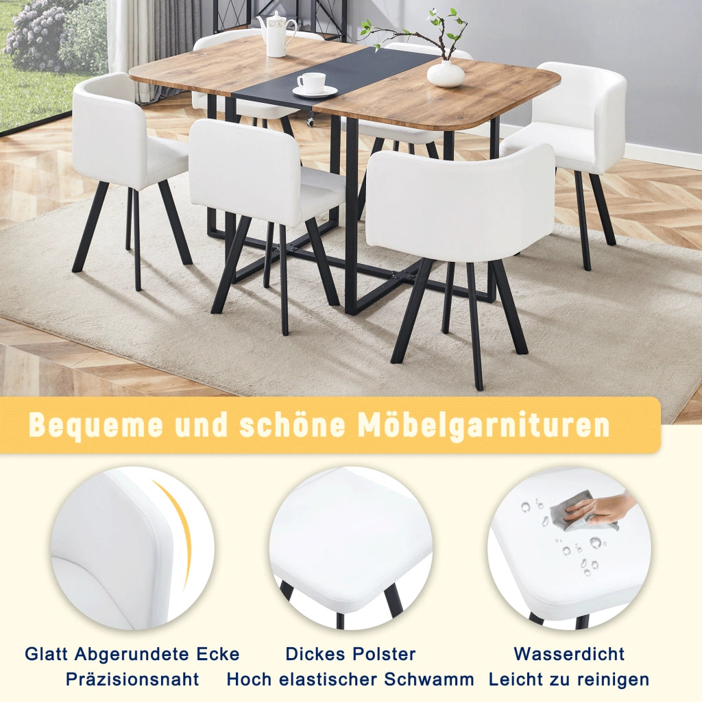 Tavolo da pranzo allungabile con sedie salvaspazio per 4-6 persone in MDF e metallo stile moderno per cucina e soggiorno