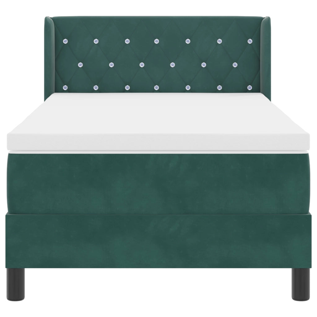 Letto Box Spring con Materasso Verde Scuro 90x200 cm Velluto