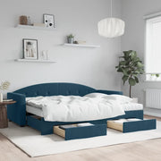 Divano Letto Estraibile con Cassetti Blu 80x200 cm in Velluto 3197365