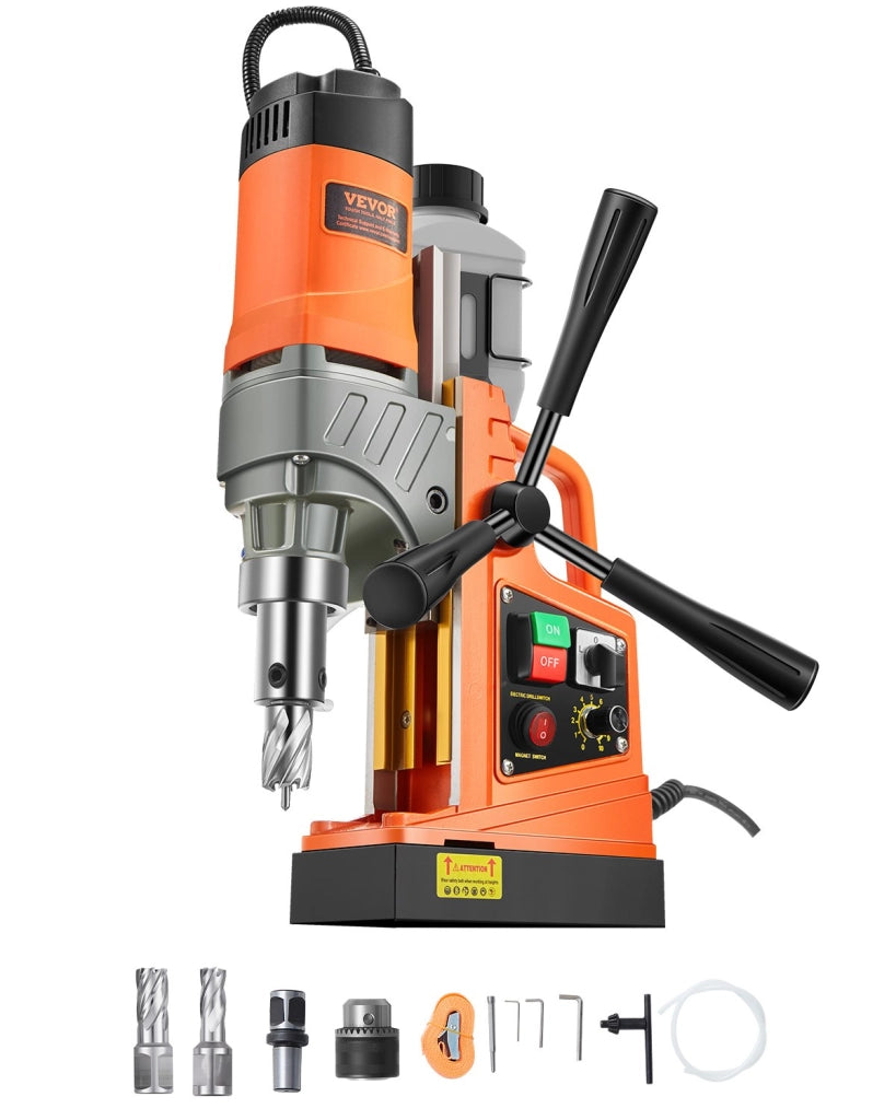 Trapano Magnetico 1450W Portatile, Forza 12500 N, Foratura Max 40 mm, 800 Giri/min, Robusto per Officina e Fai da Te