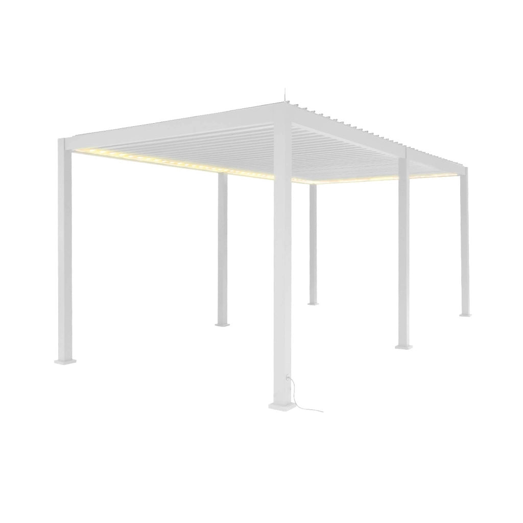 Pergola bioclimatica 3x6m elettrica in alluminio con led + 4 tende 3m,