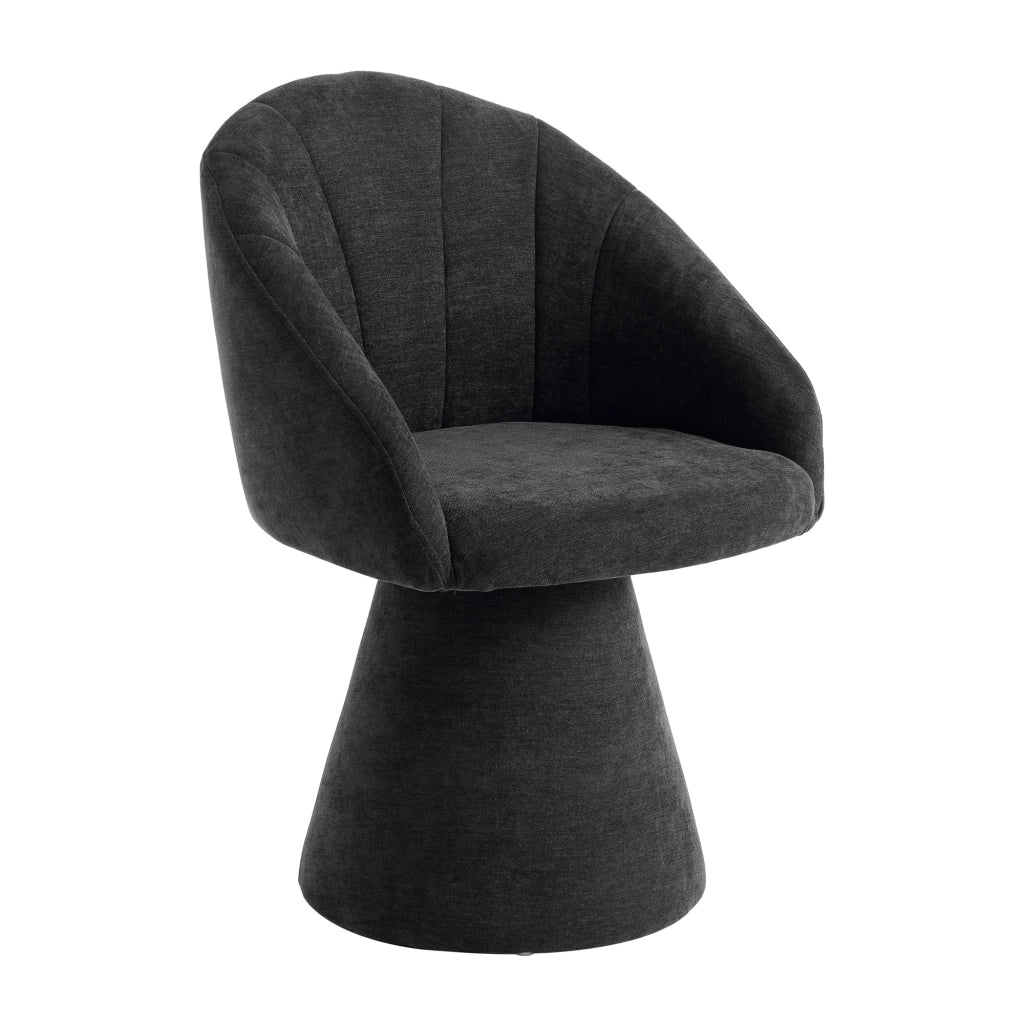 Poltrona girevole 360 - con schienale ergonomico e base imbottita - chenille grigio