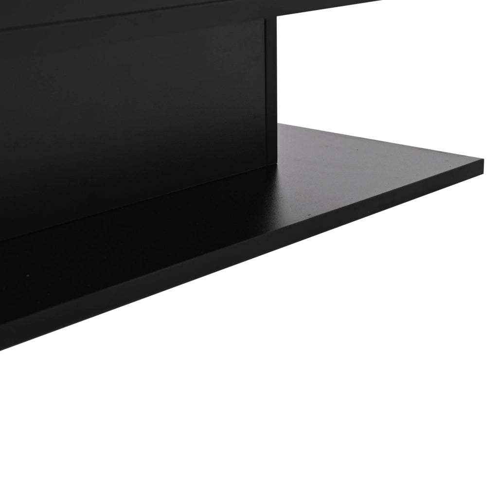 Tavolino da caffè 80x75x40 cm sollevabile con vano portaoggetti e LED in truciolato nero