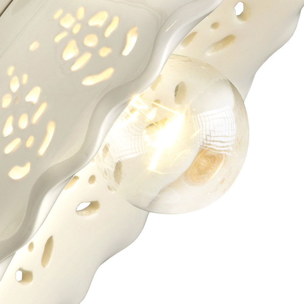 MERLETTO Applique da Parete in Ceramica Traforata Ø30 con Base Obliqua