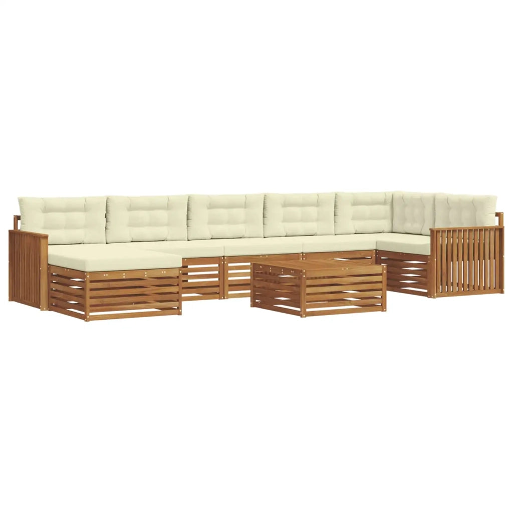 Set di divani da esterno con cuscino 8 pcs Naturale e Crema 3373855