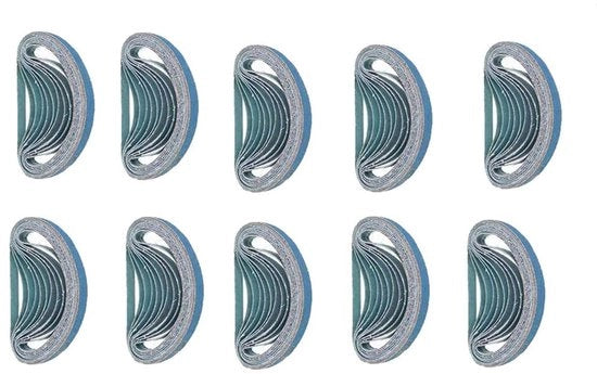Cinturino di abrasione 10 pezzi - 10mm x 457mm - 40/60/80/120 Grit - Silicato di carbonio verde - Antiscivolo - Adatto per levigare/schiacciare - Cinturino di abrasione