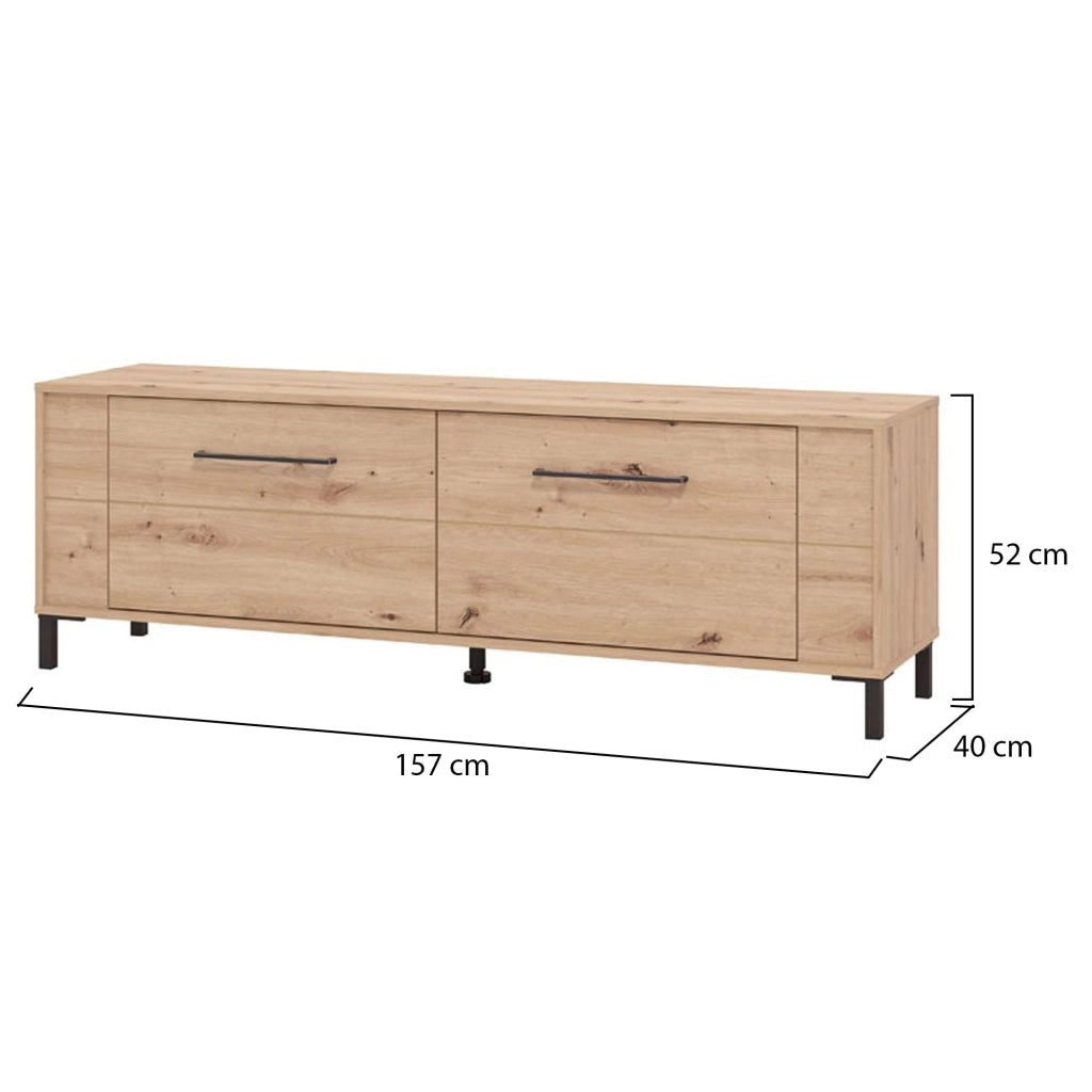 Nazzaro, Mobile Porta tv un Ripiano, 157x40x52h cm Marrone Rovere Nodi