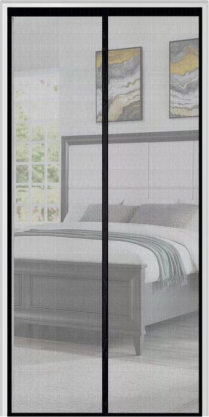 Velo di protezione per finestre, senza perforazione, 100 x 220 cm, velo per finestre, magnetico, protezione dagli insetti, finestra, materiale in fibra di vetro duraturo e stabile, nero