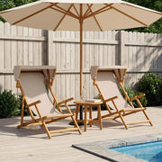 Lettino 2 pcs 3 Posizione Legno di Eucalipto Massello Beige 3407814
