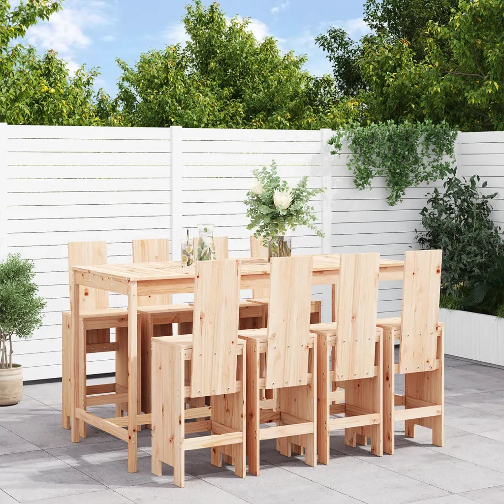 Set Bar da Giardino 9 pz in Legno Massello di Pinocod mxl 107636